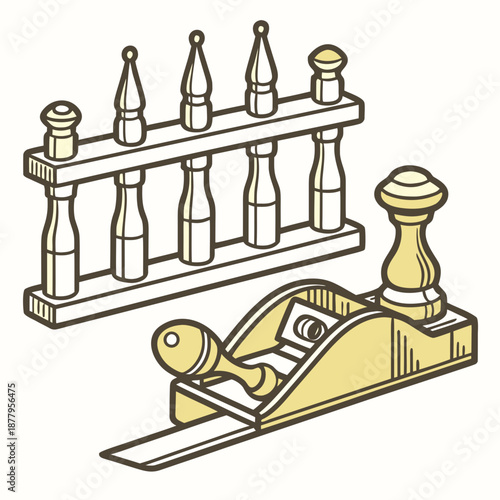 Hand plane and set of chisel tools chisel set woodworking tools