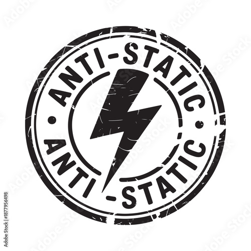 Anti static logo with a lightning bolt symbol