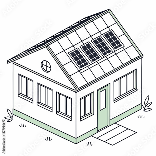 Tiny eco house with solar panels and glass roof small house