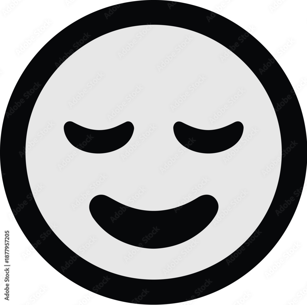 Fototapeta premium Smiling face emoticon icon illustration expressing happiness contentment in modern minimalist style for social media posts website graphics user interface design positive feedback customer satisfactio