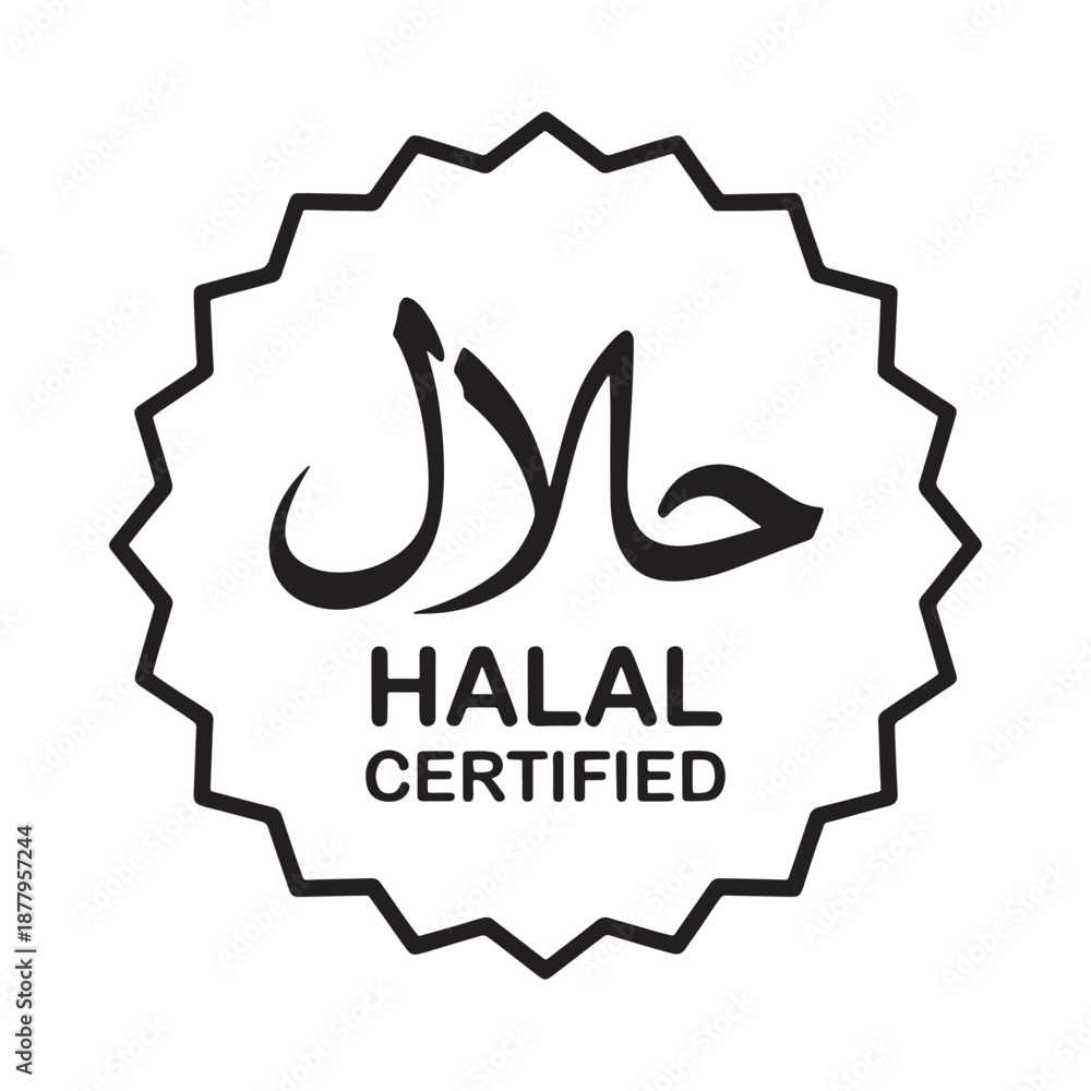 Fototapeta premium Halal certified logo with arabic script and english text