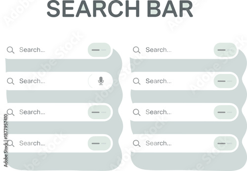 Minimalist search bar vector graphic set for website ui design element internet browsing user interface template modern web navigation search box form for application development marketing material si