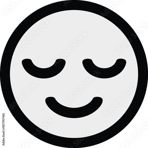 Sleeping face emoticon in black outline expressing calmness and tranquility for sleep related apps websites and promotional materials wellness concept illustration for relaxation guided meditation and