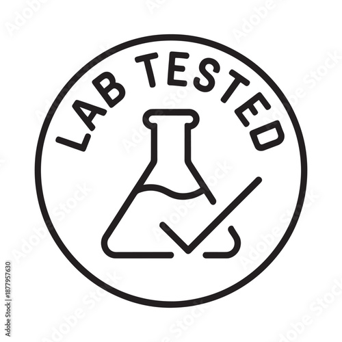 Lab tested logo with beaker and checkmark