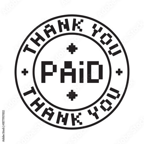 a black and white thank you paid stamp