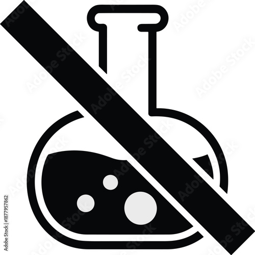 No chemical experiments forbidden substance black symbol concept vector illustration for science education presentations research safety guidelines laboratory regulations warning sign prohibition icon