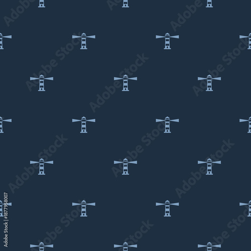 Lighthouse logo seamless pattern isolated on color background