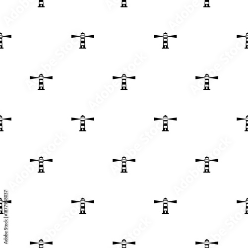 Lighthouse logo seamless pattern isolated on white background