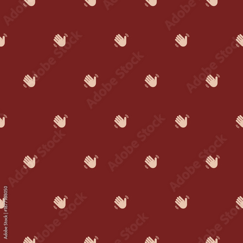 Waving hand seamless pattern isolated on color background