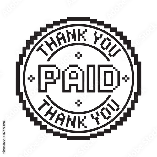 a black and white image of a paid stamp