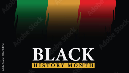 Black history month vector banner illustration for social media, card, poster on black background.