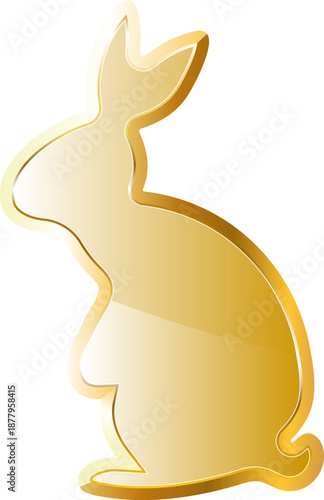 Hare ears gold icon. Isolated on transparent background.
