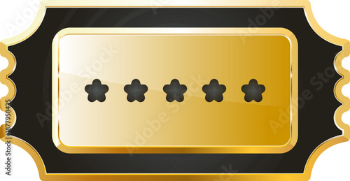 Ticket gold icon. Isolated on transparent background.