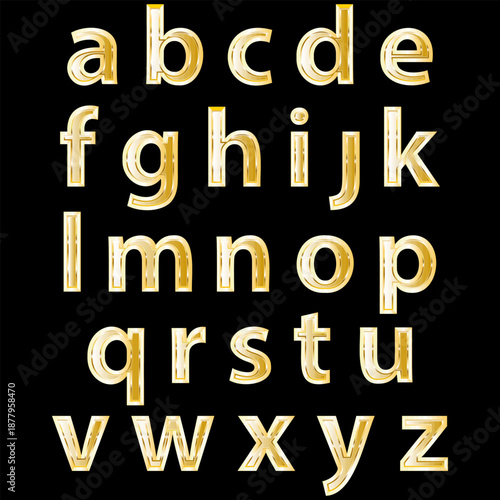 Alphabet small letters gold icon.