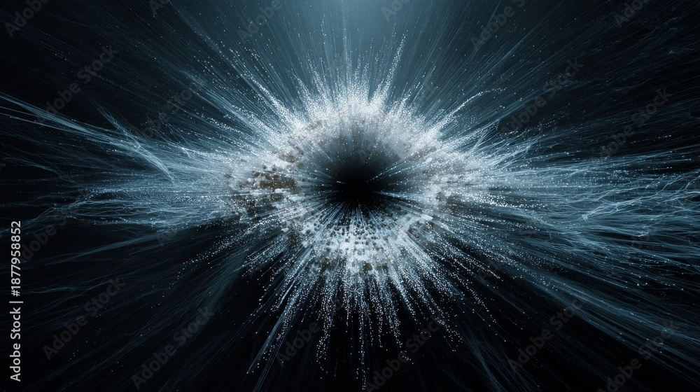 Obraz premium Sound Visualized as Dynamic Light Waves and Particles, Audio-Driven Abstract Forms Around a Central Object, Futuristic Immersive Design, Bold Cinematic Advertising Visual