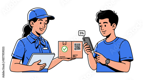 Delivery Person Handing Package to Customer.