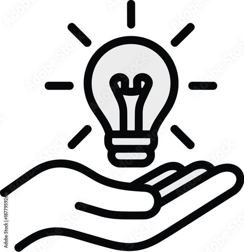 Bright lightbulb in hand concept illustration for innovation creativity idea generation problem solving solution symbol graphic resource in business technology startup education science marketing pres