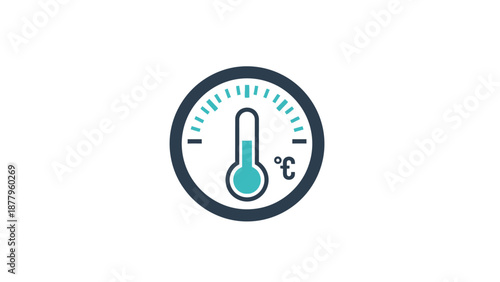 Temperature Control and Climate Monitoring Icon Vector Illustration with Thermometer Symbol and Weather ConceptTemperature Control and Climate Monitoring Icon Vector Illustration with Thermometer Sym
