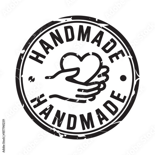 handmade logo with heart in hand high quality
