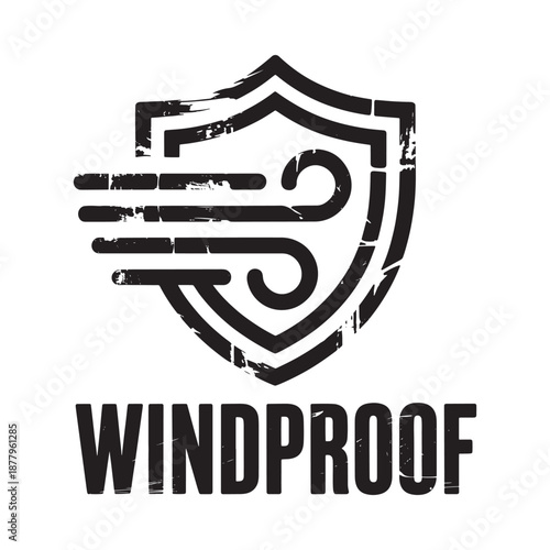 windproof logo with shield and wind symbol