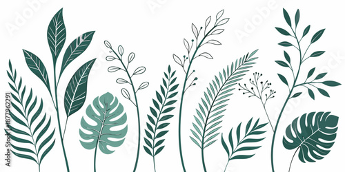 Seamless nature pattern with green grass and floral leaf elements in a vector illustration design for a spring wallpaper ornament