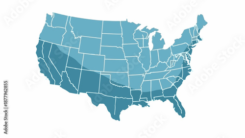 Map of the United States showing regional variations in color gradients