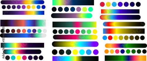 Color palette with rainbow shades and gradients for design and art projects