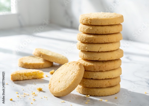 butter cookies stacked in natural light