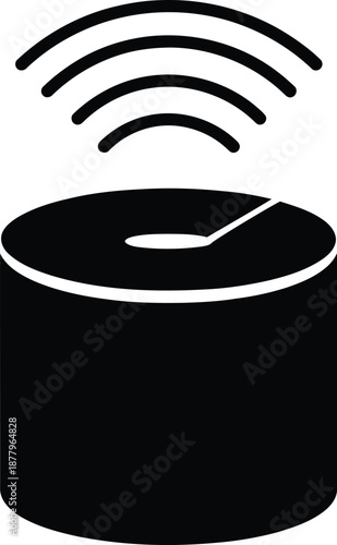 Icon of a cylindrical device emitting Wi- Fi signal waves Wi-Fi wireless