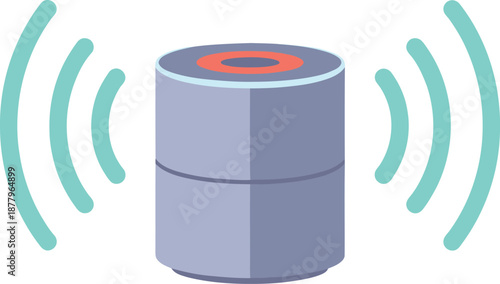 Cylindrical Smart Speaker with Sound Waves Emanating voice assistant audio device