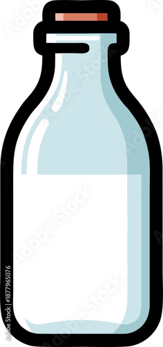 Simple illustration of a classic glass milk bottle with a cap.