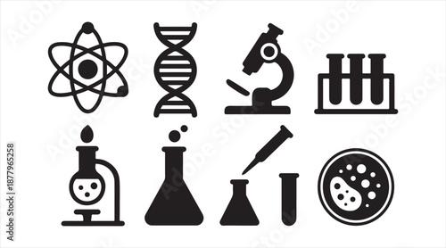 Scientific Research Silhouette Pack, Education and Lab Symbols