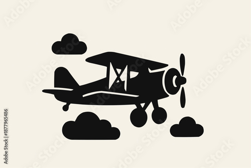 Vector illustration of a cartoon airplane jet and propeller aircraft flying in the sky for travel, aviation, and transport