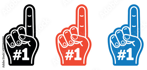 Foam Finger Vector Illustration with Number One Hand Sign for Cheering Crowds