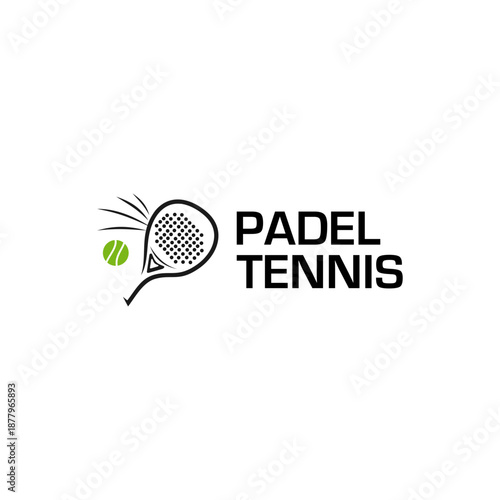 Padel logo design template,  padel Racket with ball logo design. Badminton tournaments logotype concept. Suitable for your design need, logo, illustration, animation, etc.