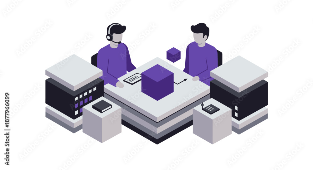 Fototapeta premium Two People Working on 3D Modeling Project.