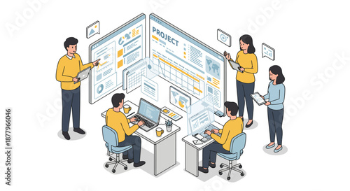 Team Collaboration on Project Planning Board.