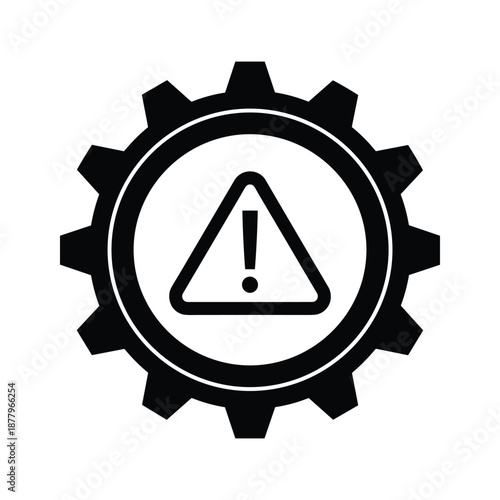 Warning Gear Icon - Caution Symbol for Technical Issues