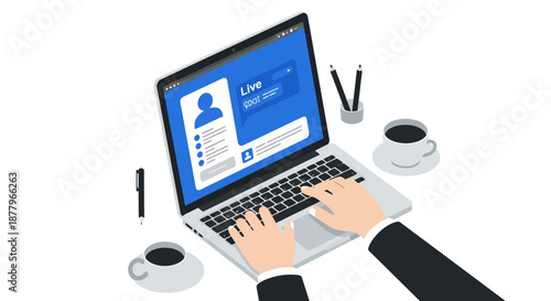 Person Logging into Laptop Computer Online.