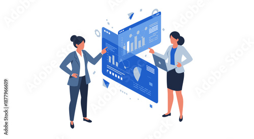 Business Professionals Analyzing Data on Charts.