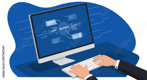 Person Typing on Computer Keyboard Illustration.