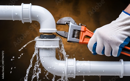 Plumber Fixing Water Leak in Sink Drain Siphon Professional Plumbing Repair