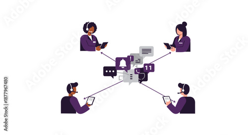 Group of People Communicating Digitally Together.