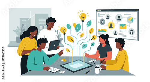 Diverse Team Collaborating on Creative Project.