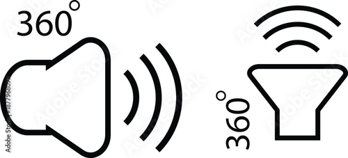 Surround sound icon. Wireless surround sound symbol. Audio speaker system symbols. Immersive sound graphic design
