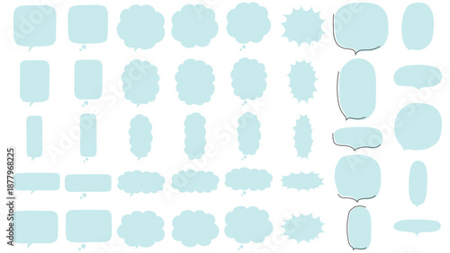Hand Drawn Speech Bubble Set – Comic Style Line Art Vector（吹き出し）