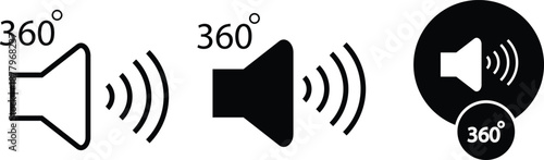 Surround sound icon. Wireless surround sound symbol. Audio speaker system symbols. Immersive sound graphic design
