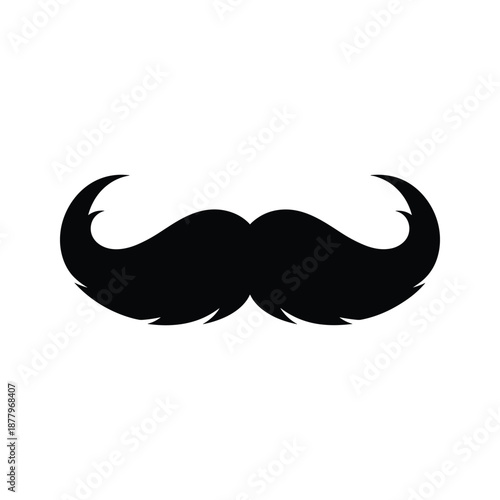 Black Handlebar Mustache Silhouette on White Background