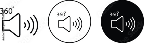 Surround sound icon. Wireless surround sound symbol. Audio speaker system symbols. Immersive sound graphic design
