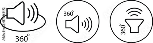Surround sound icon. Wireless surround sound symbol. Audio speaker system symbols. Immersive sound graphic design
